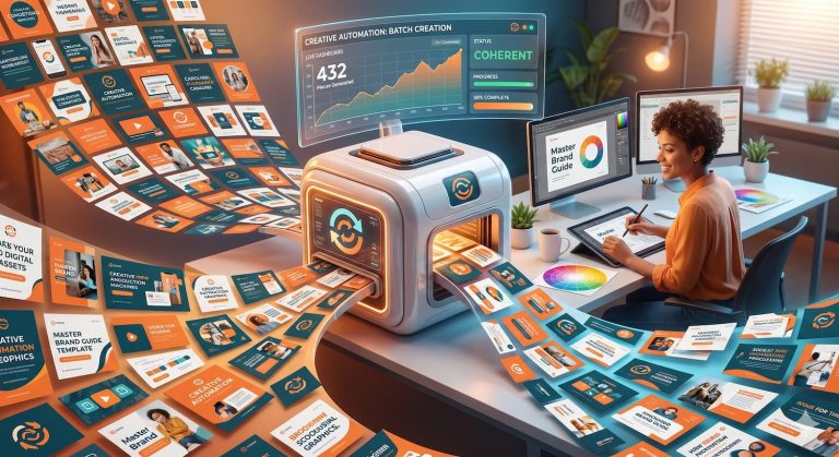 Automatización creativa crear cientos de piezas digitales coherentes con tu marca